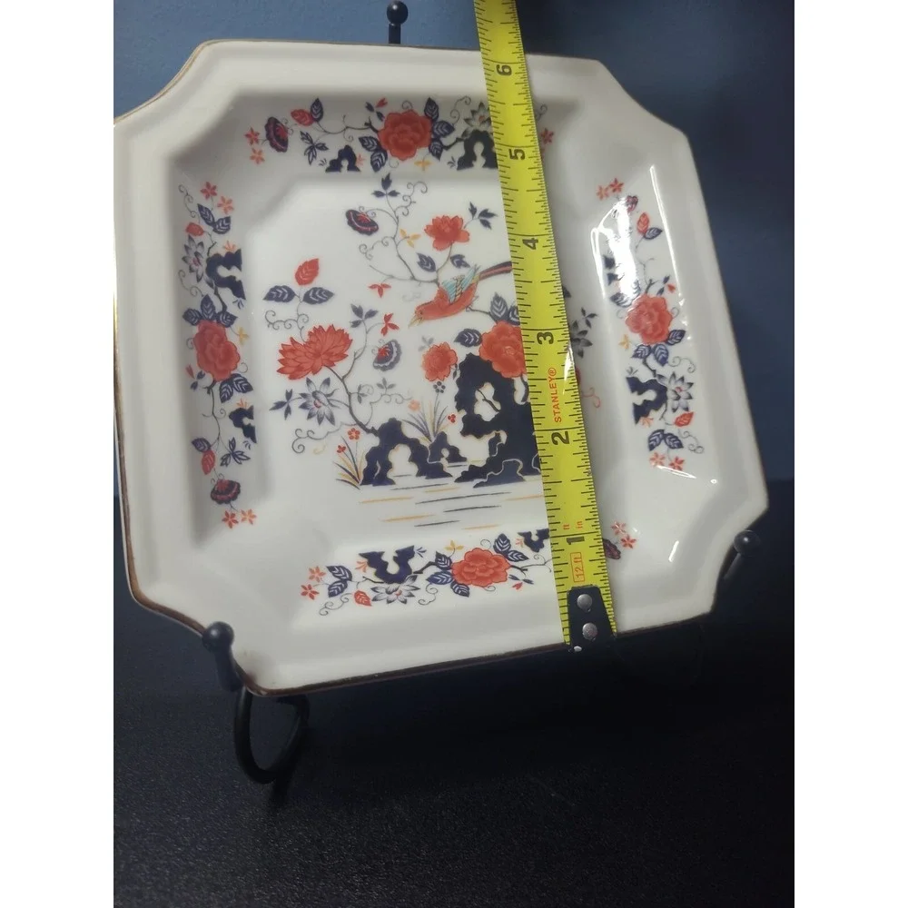 Vintage Floral Birds Square Plate 6